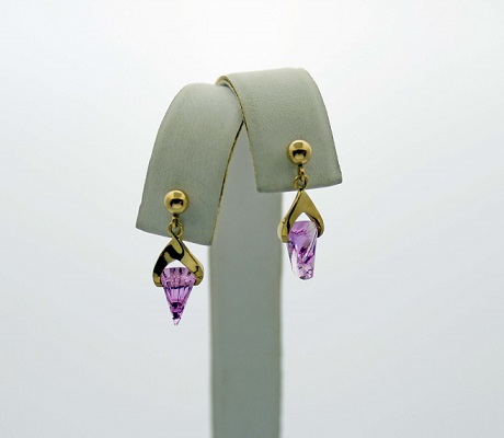 Created Pink Sapphire Earrings